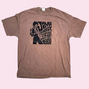 Y2K Jimi Hendrix 1968 Experience One Night Only Velvet Textured T-Shirt Men's XL
